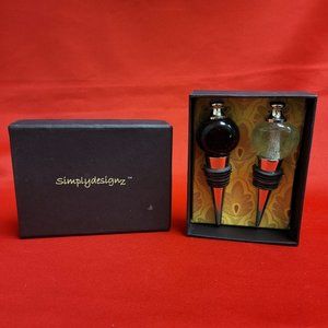 Vintage Simplydesignz Wine Bottle Stopper Stainless Steele Set of 2 2011